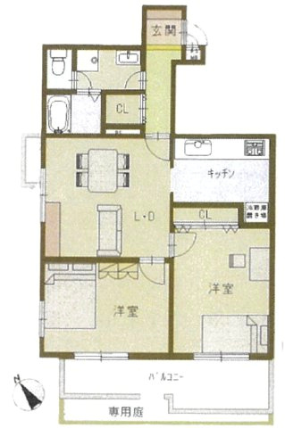 深江ロイヤルマンションの間取り|専用庭は、花や緑を飾る、暮らしに合わせて自由に活用できます
