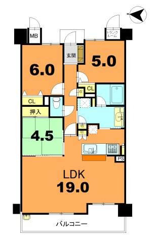 【間取り】 | パラドール嵯峨野三条通ミッド・イン・ピース | 最上階5階の3LDKのお住まい♪