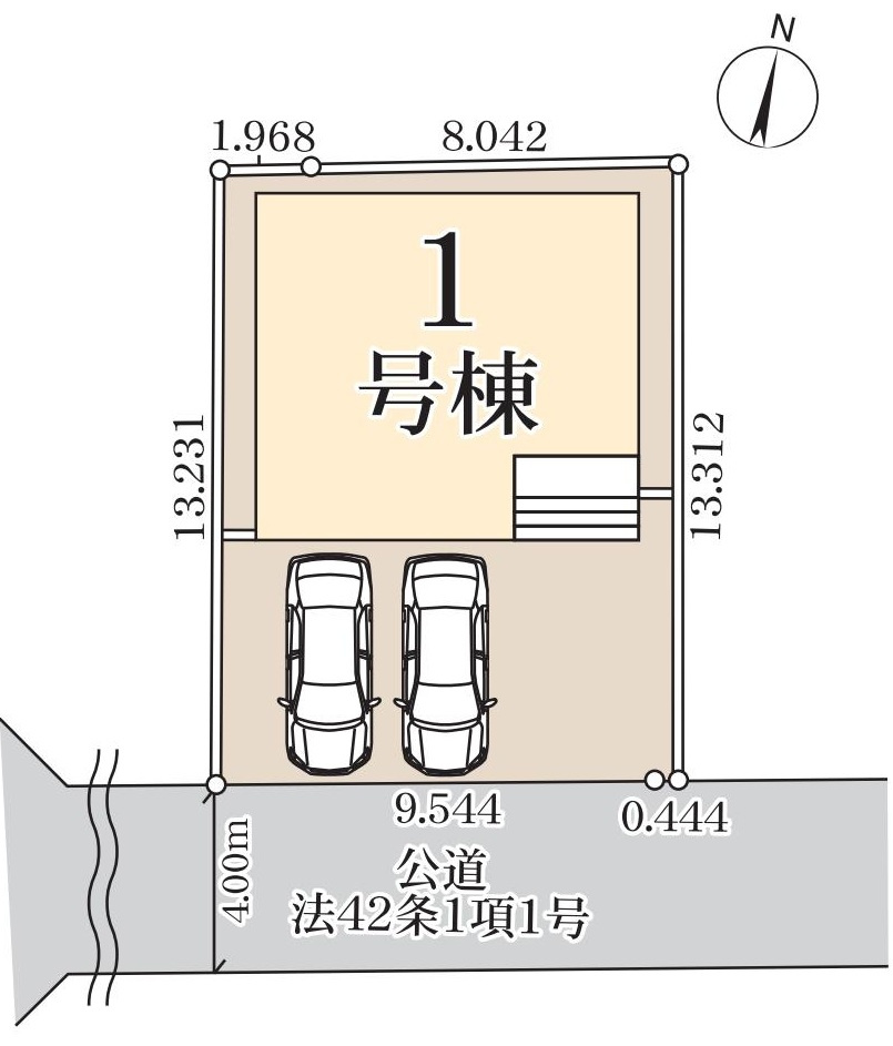 吉川市新栄2丁目　新築戸建　全1棟の区画図|カースペース並列2台！毎日の車の出し入れもスムーズ