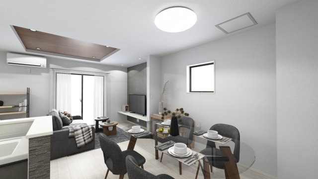 吉川市新栄2丁目　新築戸建　全1棟の完成予想図|完成予想図／このパースは図面を基に描いたもので実際とは多少異なる場合がございます。