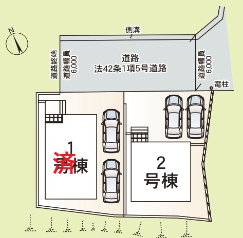 浦添市西原　第6（全2棟）ラスト2号棟の区画図|2号棟　