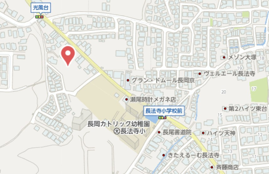 長岡京市長法寺力池　建築条件なし土地の地図