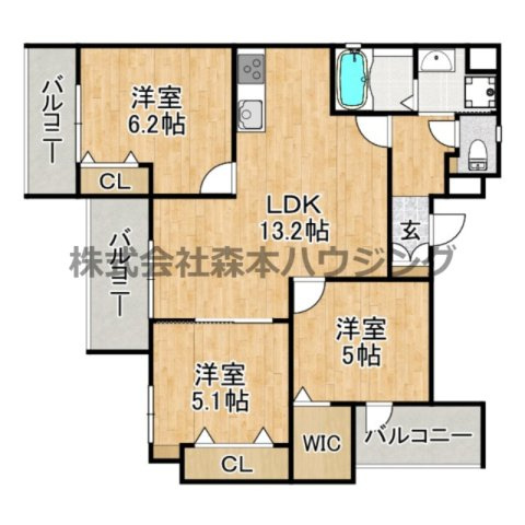 【間取り】 | 　ラモーナ雁屋西町