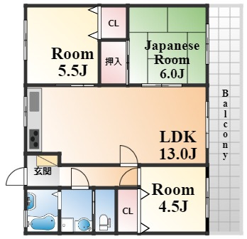 六甲篠原マンションの間取り