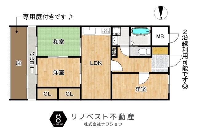 正起瓢箪山ハイツの間取り|専用庭付きで家庭菜園される方にピッタリです♪