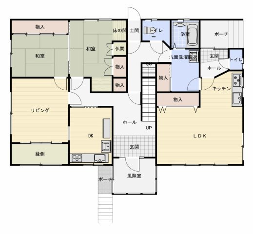 網走市駒場南３丁目　売家の間取り|1F間取りです。2LDK+LDK
