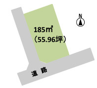 館山市佐野　売地の土地図|■敷地面積：185.00㎡（55.96坪）