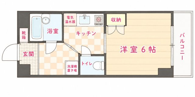 パンブロス６の間取り|一人暮らしに使いやすい、すっきりとした間取りです♪