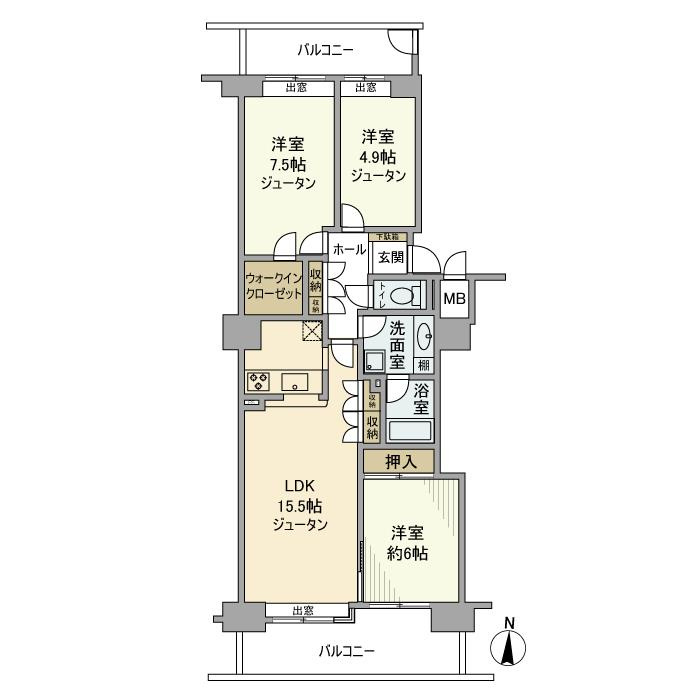 東急ドエル・ステージ２１センターコート壱番館の間取り