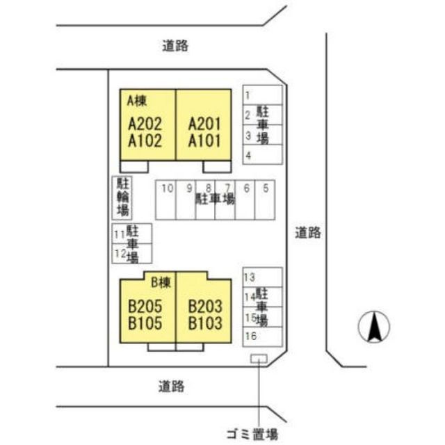 グランビューソニック　Ｂ棟の駐車場