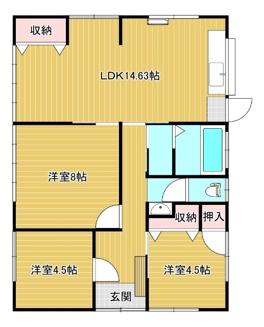 黒髪町平屋戸建の間取り