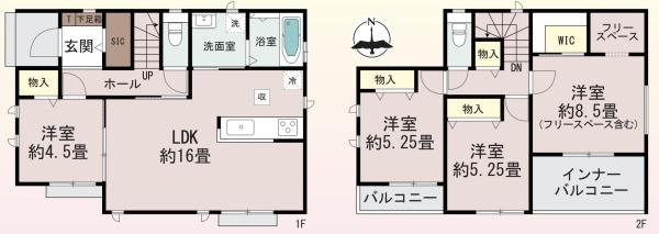 前橋市朝倉町A号棟の間取り