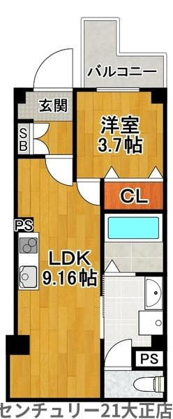 マーレ大正の間取り|★大人気の１ＬＤＫです★