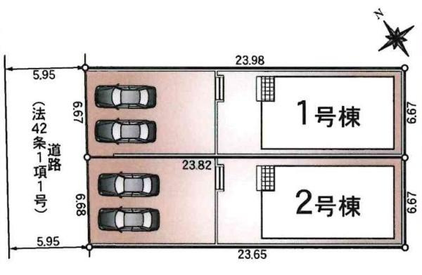 碧南市宮町第6　全2棟・1号棟の区画図