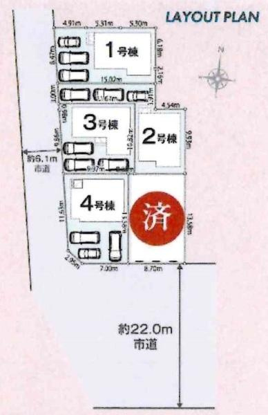 西尾市新渡場1丁目01期　全5棟・3号棟の区画図