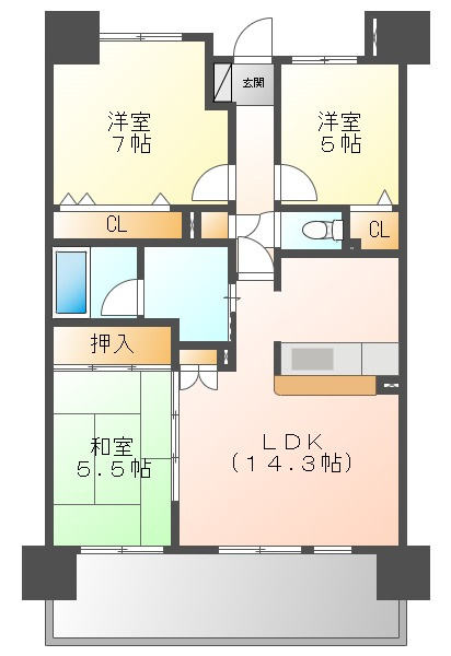 サーパス原尾島けやき通りの間取り