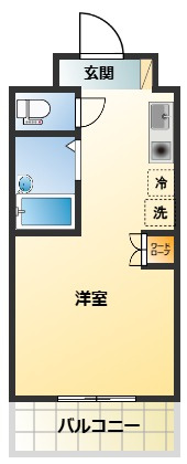 【間取り】 | アックス横浜戸塚 | バストイレ別！１Ｋの間取り！