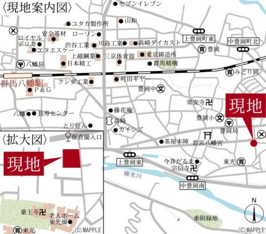 【新築】高崎市中豊岡町第5　４号棟(全４棟)　リーブルガーデン　新築建売分譲の地図