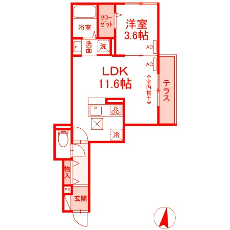 藤沢市藤沢のアパートの間取り
