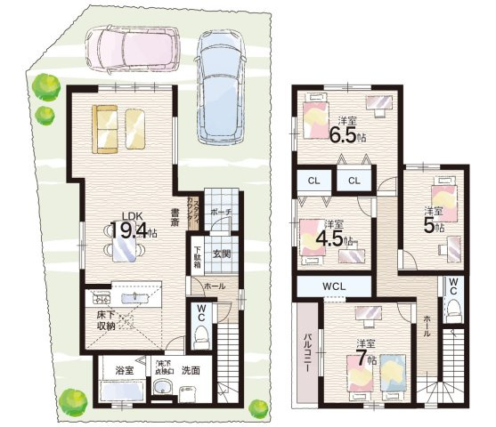 神戸市須磨区緑が丘　第3期　新築一戸建ての間取り|1号地