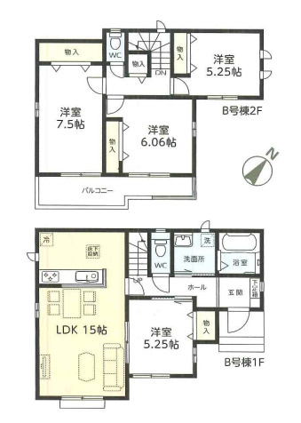 つくば市花畑3丁目25番　新築戸建　B号棟