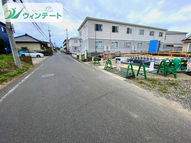 つくば市花畑3丁目25番　新築戸建　B号棟の前面道路含む現地写真|前面道路は交通量が少なく子供の通学にも安心の道路です♪ぜひ現地でご体感ください！