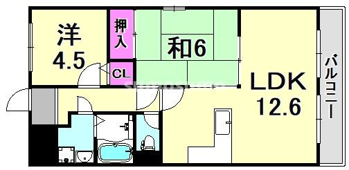 尼崎市上ノ島町３丁目の賃貸マンションの間取り