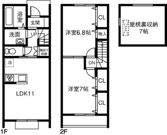 【間取り】 | ＢＬＵＥ ＴＲＥＥ陽光台 | 屋根裏収納付きメゾネット