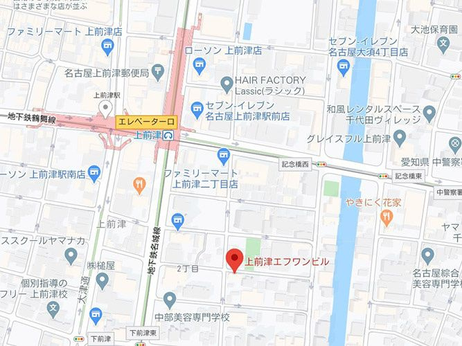 上前津エフワンビルの地図