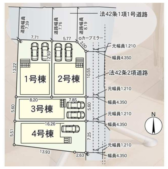 【区画図】 | 八尾市福万寺町4丁目　【3号棟/全4棟】 | 【全4棟】安心の性能表示取得物件☆5分野7項目で一番良い等級を取得予定☆（耐震等級・耐風等級・一次エネルギー消費量等級…等）制振装置も装備☆バス停徒歩3分圏内にあります♪