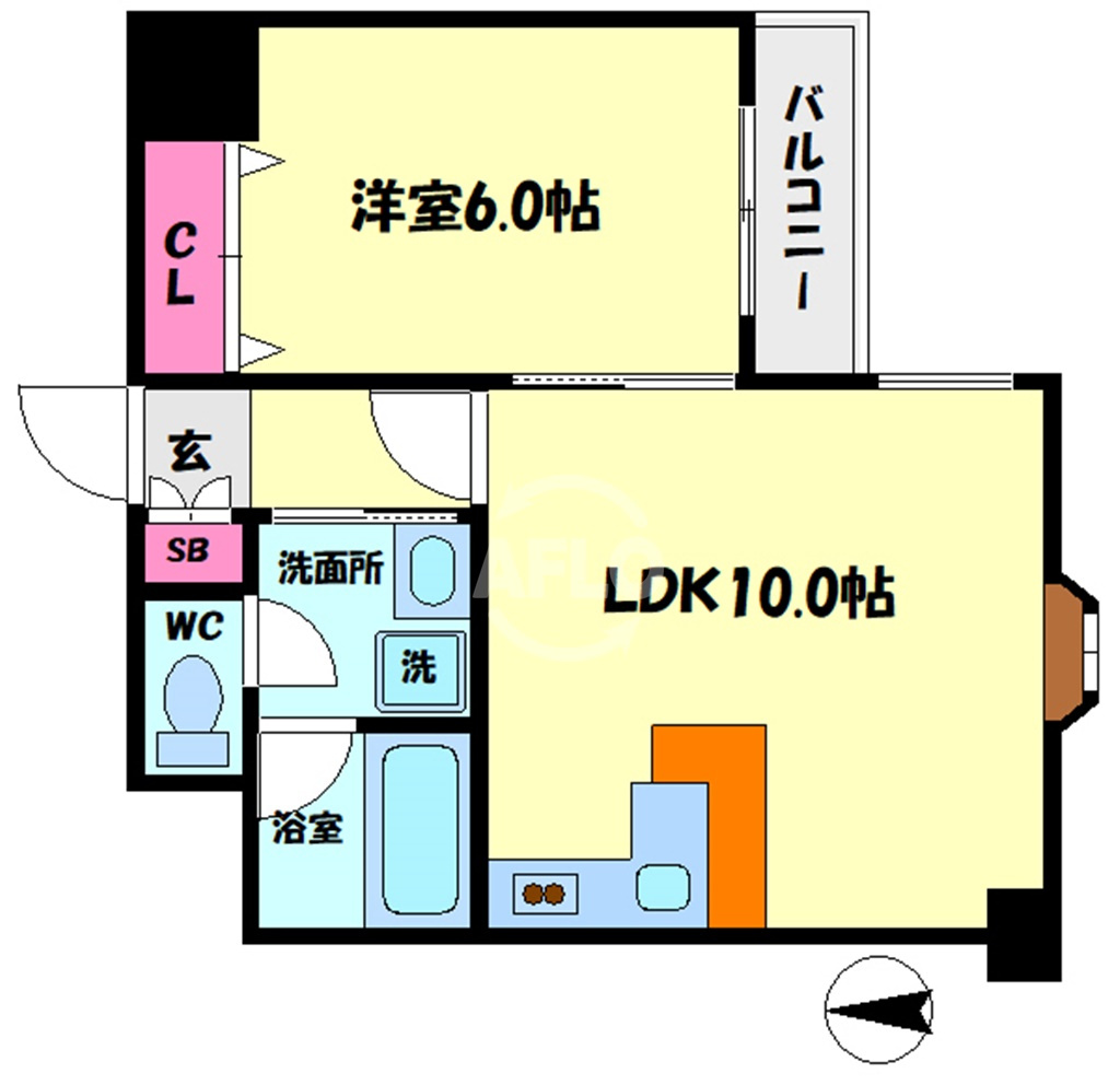 ヴァンシス難波南の間取り|ヴァンシス難波南　開放感ある間取り