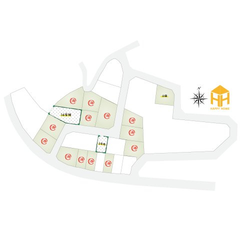 西宮市山口町香花園建築条件無し売土地の区画図|＼ 建築条件なし・残2区画 ／
第一種低層住居専用地域の
緑に囲まれた閑静な住環境です。