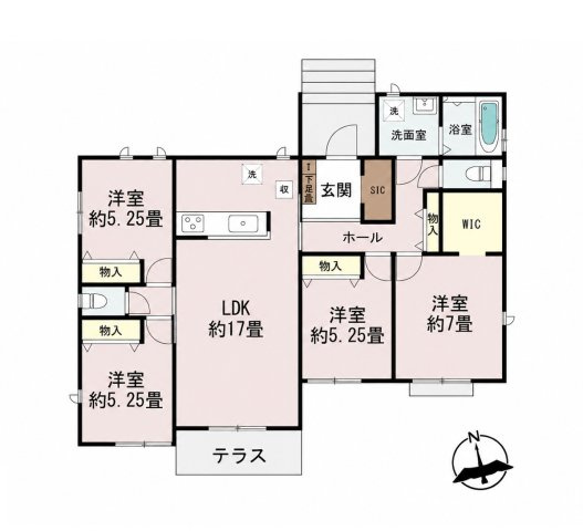 糟屋郡篠栗町乙犬第1-1棟（1号棟）の間取り|全居室収納付きで便利です。