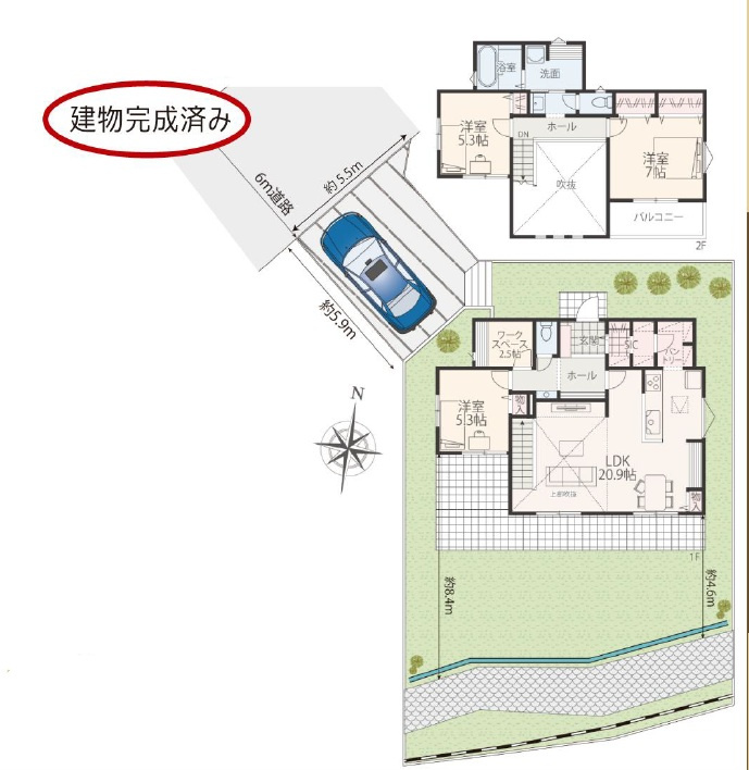 霧が丘１丁目　新築戸建の間取り|土地面積/238.27㎡（72.07坪）　建物面積/103.78㎡（31.39坪）