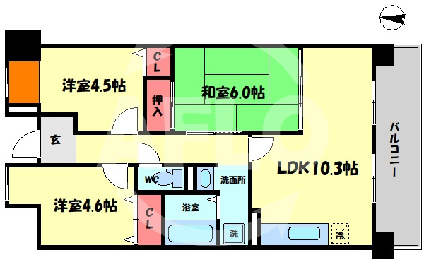 サクラハイム浦江の間取り|サクラハイム浦江　開放感ある間取り