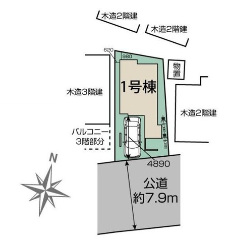 川越市岸町1丁目の区画図