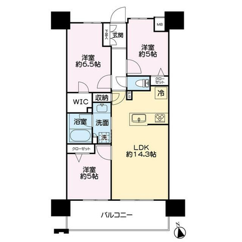 熊本市中央区新町３丁目の賃貸マンションの間取り