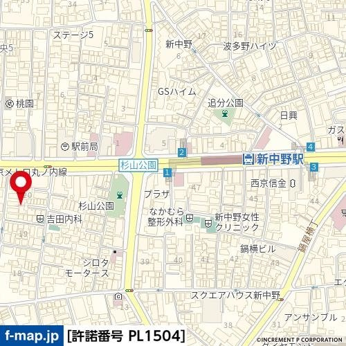 スカイコート新中野の地図