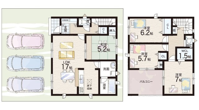 ●12(土)13(日)現地説明会！　桜井市安倍木材団地　第3期　新築一戸建ての間取り