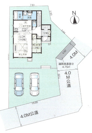 桶川市小針領家　新築一戸建て　01の区画図|1号棟
