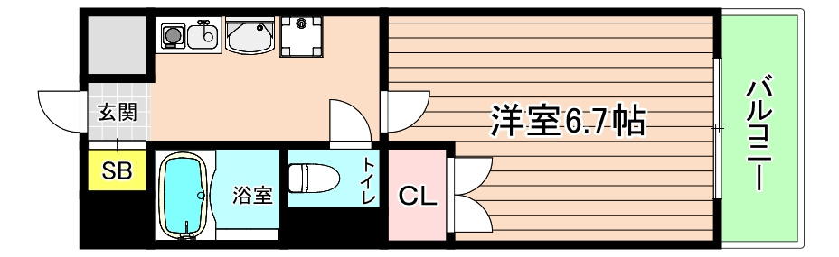 大阪市城東区関目１丁目の賃貸マンションの間取り