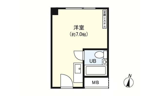 【間取り】 | メガロコープ福島 | 事務所使用可能(管理規約による制限有)な1R