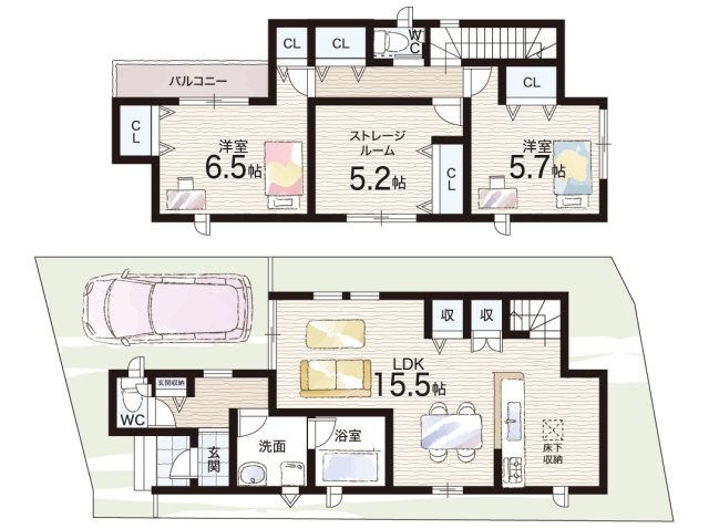 羽曳野市高鷲　第7期　新築一戸建ての間取り