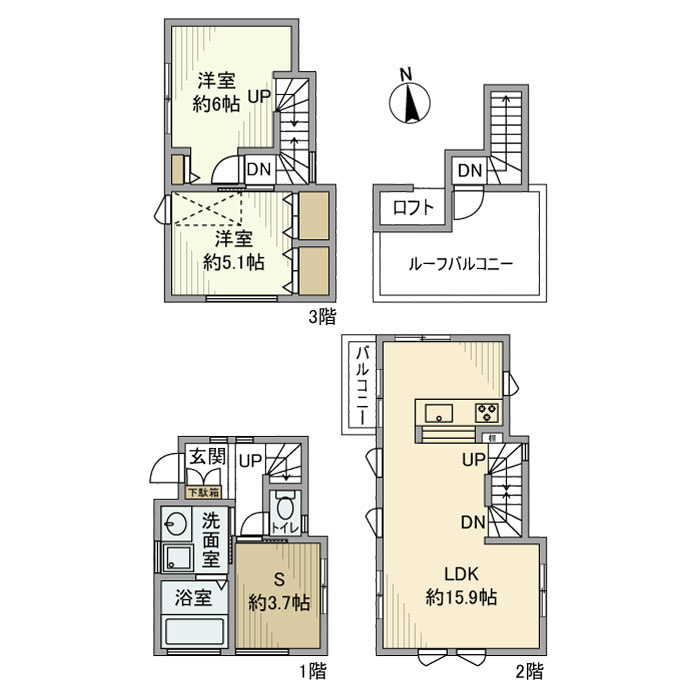 太子堂戸建の間取り