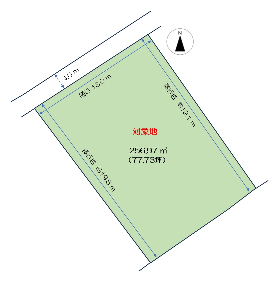 岡山市中区江並 土地の区画図|◆敷地面積は256.97㎡（77.73坪）ございます。