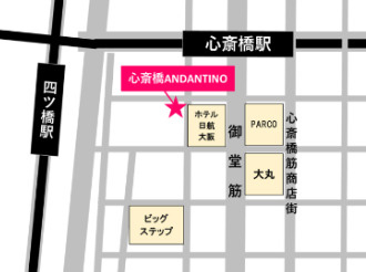 大阪市中央区西心斎橋１丁目の店舗事務所の地図