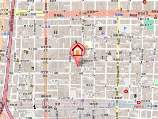 大阪市中央区東心斎橋２丁目の店舗事務所の地図