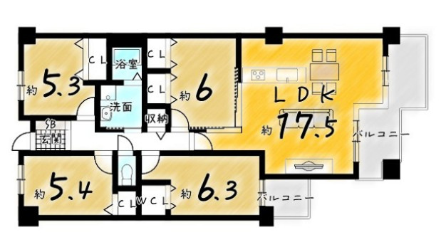 サンシティ桂坂参番館の間取り|間取り充実４LDKのお部屋です♪