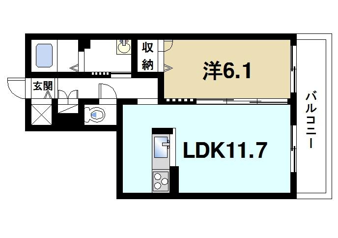 シャーメゾン天理の間取り|1LDK
