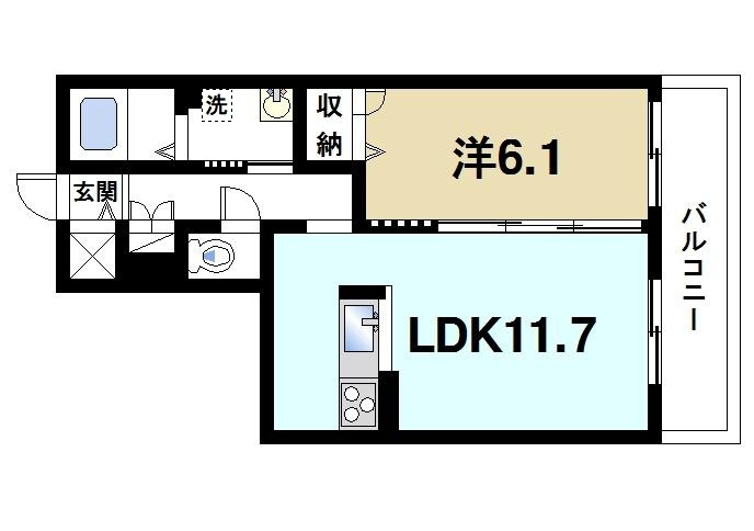 シャーメゾン天理の間取り|1LDK
